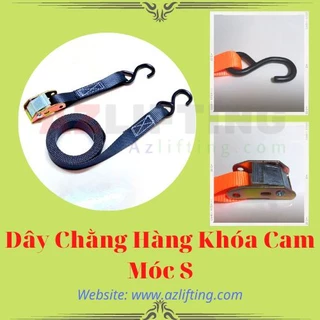 Dây Chằng Hàng Khóa Cam 500kg Móc S bản rộng 25mm, dây chằng hàng hóa xe máy, chằng hàng hóa, pallet du lịch, camping