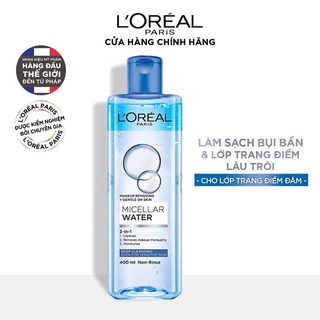 Nước tẩy trang cho mọi loại da L'Oreal Paris 3in1 Micellar Water 400ml xanh nhạt/ xanh đậm/ hồng/ tím