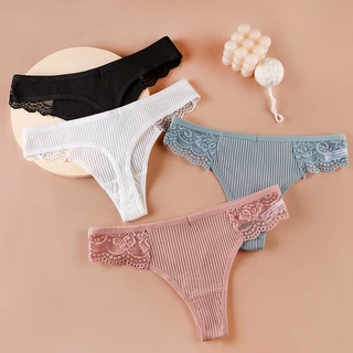 Quần lót nữ sexy cotton viền ren BRALUNE , quần chíp nữ lọt khe gân tăm kháng khuẩn mã 513