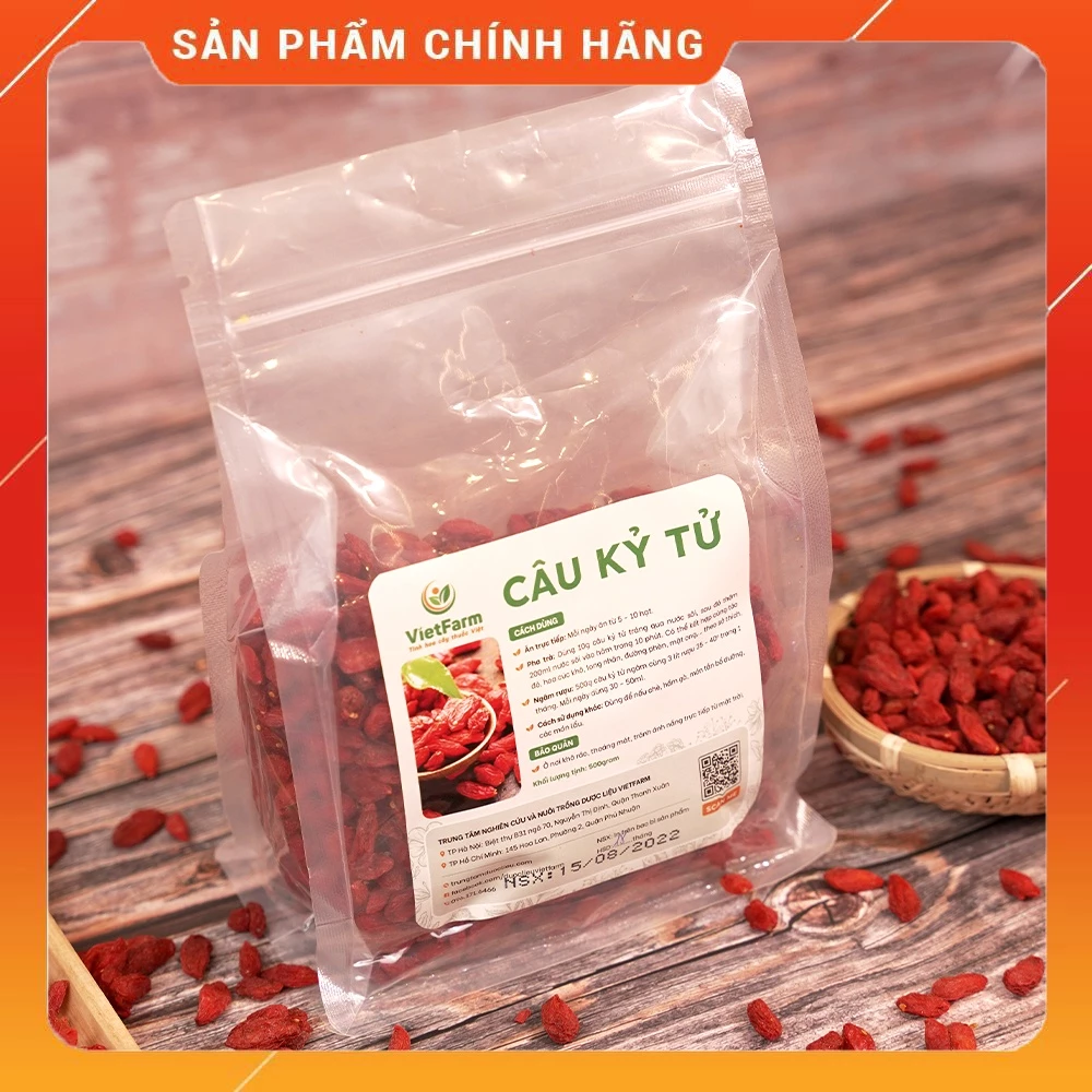 [Chính Hãng] Quả Kỷ Tử (Câu Kỷ Tử) Organic Vietfarm Cao Cấp Khô Đỏ, Đều Hạt Dùng Pha Trà, Ngâm, Gia Vị