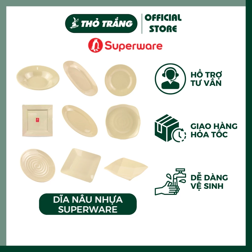 Dĩa Màu Nâu Nhựa Melamine Srithai Superware Thái Lan Cao Cấp