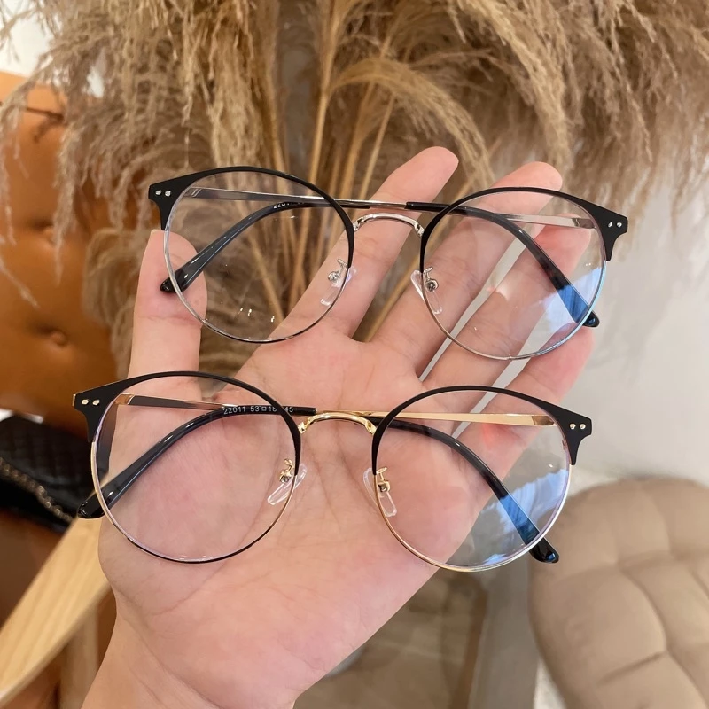 Gọng kính cận nữ, Kính giả cận tròn xi mảnh mẫu mới 22011 chống ánh sáng xanh, UV400  Jolie eyewear