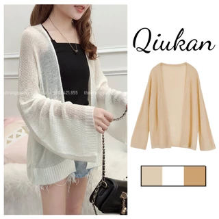 Áo khoác Cardigan len mỏng phong cách Hàn Quốc, Áo khoác nhẹ nữ chất len mỏng dệt kim nhẹ nhàng quyến rũ