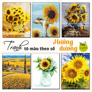 [TỔNG HỢP] Tranh tô màu, Tranh sơn dầu số hóa tự tô Madoca có khung 40x50cm Hoa Hướng Dương