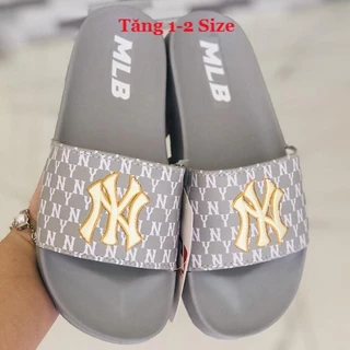 Dép unisex 𝐌𝐋𝐁 𝗡𝗬 ❤️FREESHIP + Hộp❤️ dép mlb bóng chày quai ngang thể thao nam nữ Thêu nỗi NY-NY gv full xám