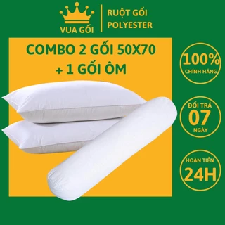 Ruột Gối Nằm Bông Gòn Ép Hơi Cao Cấp VUA GỐI Standard Pillow Combo (02 Gối 50x70+01 Gối Ôm 35x100)