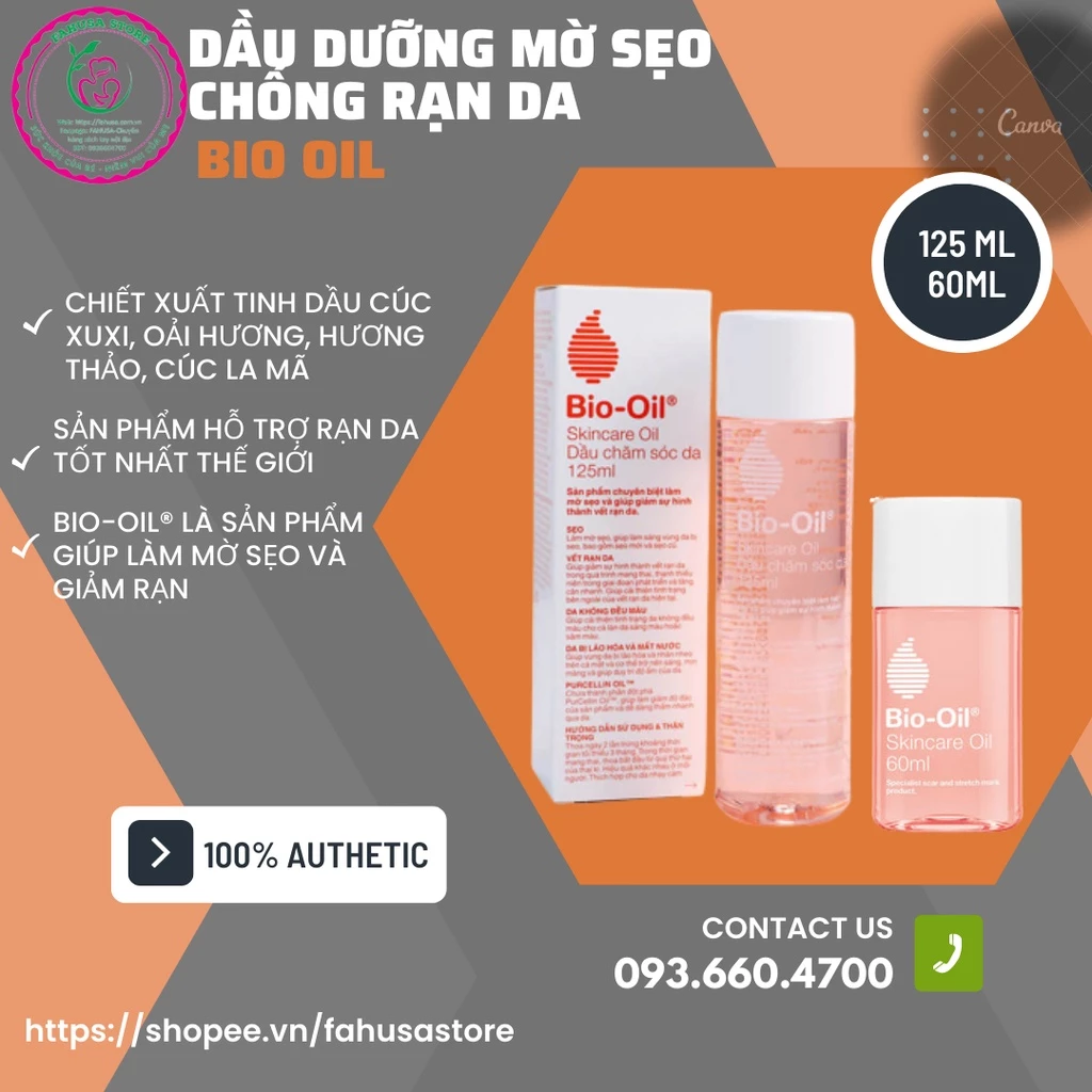 Dầu chống rạng da Bio Oil lọ 60-125ml bản Úc date 2027