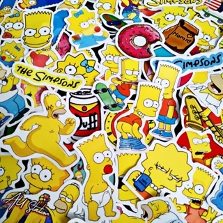 Sticker miếng dán chủ đề hoạt hình SIMPSONS nhựa PVC không thấm nước, dán nón bảo hiểm, laptop, điện thoại, Vali, xe