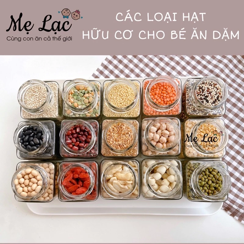 Các loại hạt hữu cơ cho bé ăn dặm từ 6 tháng tuổi, đựng hũ thuỷ tinh 50g-250g