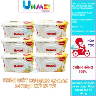 Huggies Thùng 6 Gói Khăn giấy ướt Huggies 72 tờ Mùi Hương Dịu Nhẹ Dễ chịu Chiếc Xuất Bơ Hạt Mỡ Dưỡng Da