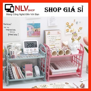 Kệ Nhựa Mini (C129)2 Tầng Mini Đựng Đồ Đa Năng Siêu Xinh Trang Trí Bàn Học