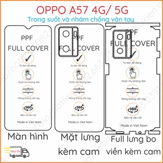 Dán PPF Oppo A57 2022 (4G/5G) A77 (4G 5G)/ A77s loại trong, nhám dành cho màn hình, mặt lưng , full lưng bo viền