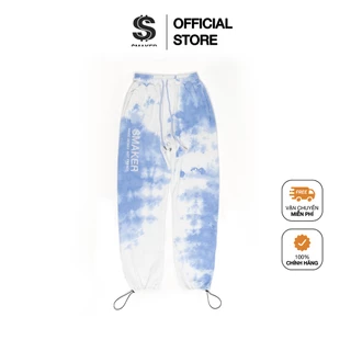 [SMAKER] Quần dài thể thao Unisex lưng thun, màu loang chất Cotton, Local Brand - "CLOUD" TIE DYE SWEAT PANTS IN BLUE