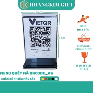 Menu mica quét mã QRCode,mica đế lùa, bảng QRcode kệ mica tài khoản thanh toán ngân hàng kích thước A6 15*10cm nhiều màu