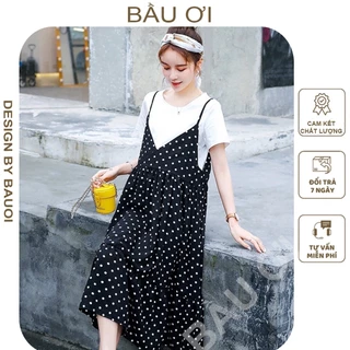 [BAUOI V10]  VÁY BẦU YẾM CHẤM BI HÀNG THIẾT KẾ XINH LUNG LINH - ĐẦM BẦU CÔNG SỞ - VÀY BẦU MÙA HÈ CHẤT MỀM MÁT