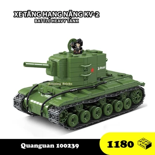 Đồ chơi Lắp ráp Xe Tăng hạng nặng KV-2, Quanguan 100239 Heavy Tank, Xếp hình thông minh, Mô hình Xe tăng [1180 Mảnh]