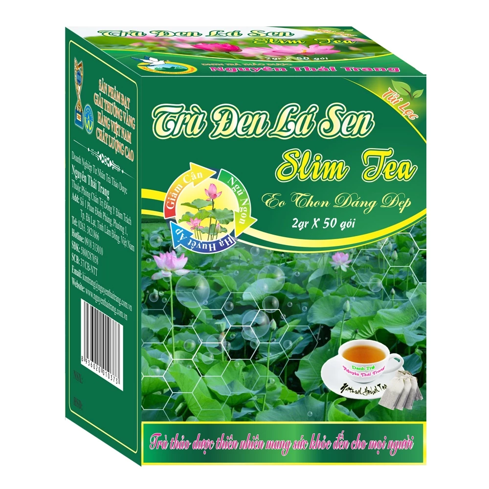 Trà Đen Lá Sen - Giúp Giảm Cân, Thon Gọn Thân Hình (Hộp 50 Túi Lọc X 2g) - Nguyên Thái Trang – Thảo Dược Thiên Nhiên