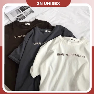 Áo phông nam nữ form rộng 2N Unisex thun cotton in chữ Talent trắng/nâu/xám chì