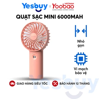Quạt sạc tích điện mini cầm tay có thể đặt bàn YOOBAO F3 6000/3000mAh - Có thể chạy 32 giờ liên tục - Hàng Chính Hãng