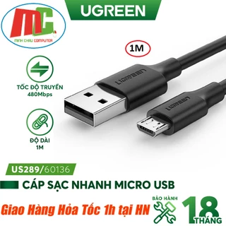 Cáp sạc và truyền dữ liệu Ugreen 60136 cổng Micro USB 2.4A Dài 1m - Hàng chính hãng - Bảo hành 18 tháng