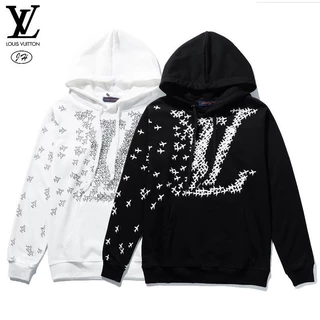 ◐■♨Áo Hoodie Cotton in hình thời trang Lv dành cho nam và nữ