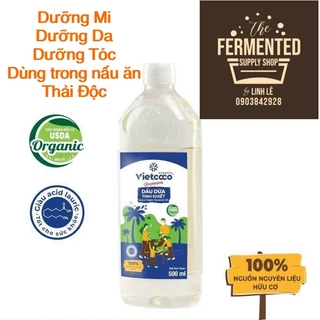 Dầu dừa Hữu Cơ tinh khiết Extra Virgin Organic Coconut Oil Vietcco 500ml