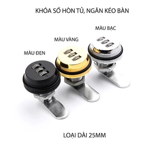 Khóa số ngăn kéo bàn, tủ, loại dài 25mm với 3 mã số có thể thay đổi được, bằng hợp kim