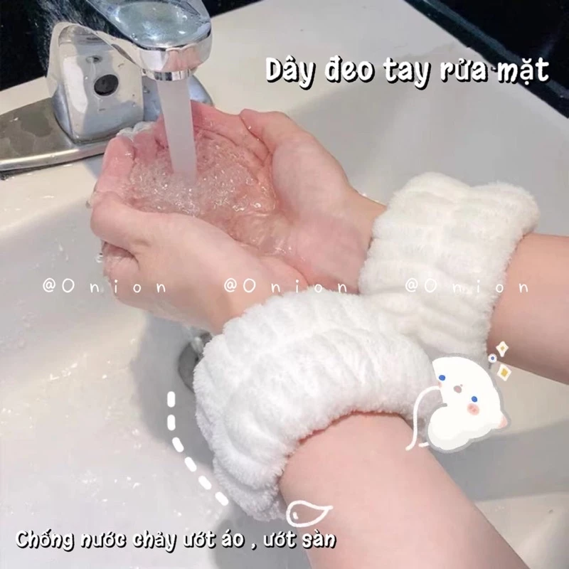 Dây khăn đeo cổ tay rửa mặt siêu thấm chống ướt áo ướt sàn