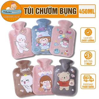 Túi chườm bụng kinh -Túi chườm nóng lạnh đa năng 450ml chất liệu mềm mại hoạ tiết siêu dễ thương