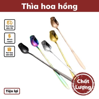 MuỗngThìa HOA HỒNG  cà phê Inox dụng cụ pha cafe trà chanh chất liệu inox 304 sáng bóng tinh tế sang chảnh nhiều màu sắc