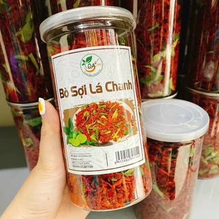 Khô bò lá chanh xé sợi hũ pet 300g, sợi dài, thấm vị, ăn vặt healthy không lo tăng cân