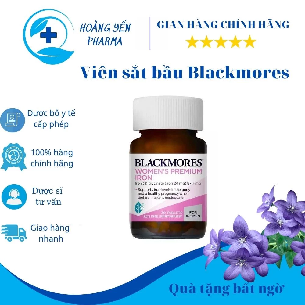 Viên sắt bầu Blackmores Pregnancy Iron Úc 30 viên bổ sung sắt cho phụ nữ mang thai-Hoàng Yến Pharma