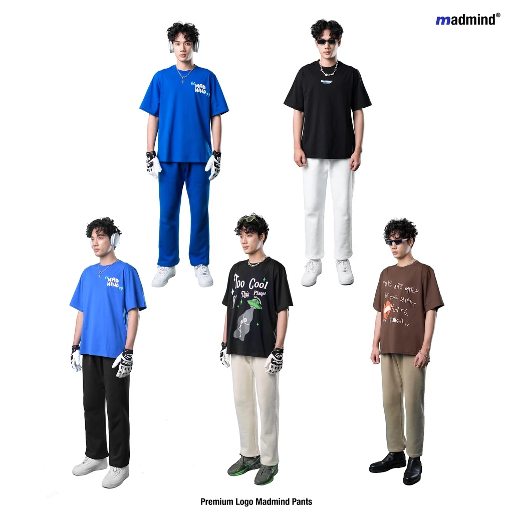 MADMIND® Chính Hãng - Quần Dài Nỉ Bông Premium Logo  Màu Be / Đen / Xanh Dương / Cacao / Trắng - Unisex, Mặc hằng ngày