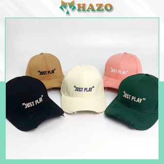 Mũ Lưỡi Trai Nón Kết Thêu Chữ Just Play Kiểu Rách 495 Phong Cách Ulzzang Form Unisex Nam Nữ - Hazo