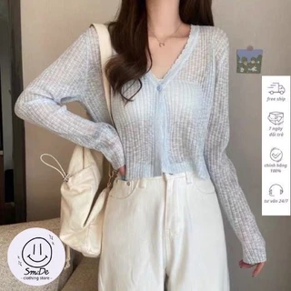 Áo Khoác Len Cardigan Dệt Kim Mỏng Cổ Tim 1 Khuy Tay Dài | Smide Clothing