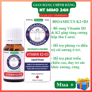 [ Quà tặng ngẫu nhiên ] Bioamicus Vitamin D3K2 Mk7.Giúp Bé Hấp Thu Canxi Tối Đa