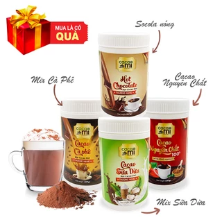 Bột cacao thuần chay thơm ngon đậm ca cao nguyên chất mix 4 vị cà phê, sữa dừa, socola hũ tiện lợi