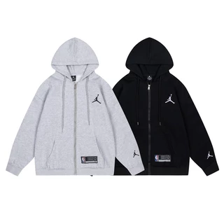 A & J Áo Hoodie Dáng Rộng Thêu Logo Jumpman Phối Khóa Kéo Đơn Giản Thời Trang