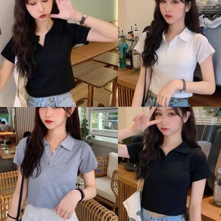 Áo croptop polo ngắn tay có cổ nữ A048 áo phông nữ cổ bẻ trẻ trung năng động nhiều màu