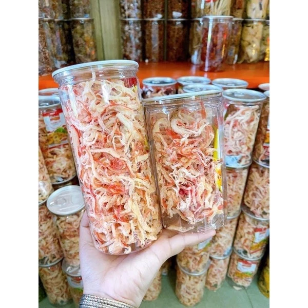 Khô mực xé sợi Trần Anh Food - Mực xé sợi hấp dừa thơm ngon đặm vị hũ 500gr