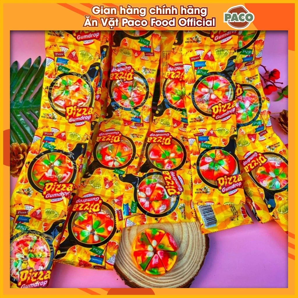 Set 1 dây gồm 10 gói kẹo dẻo hình bánh Pizza Gumdrop Candy 150g
