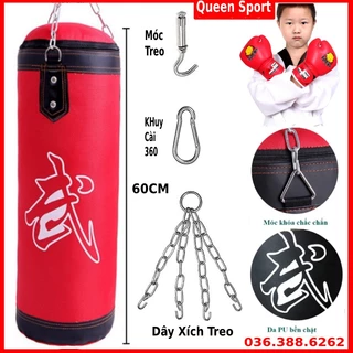 Combo Vỏ Bao Cát Boxing đấm bốc Treo tường (Tặng Kèm Dây Xích, móc treo, khuy cài) + Găng tay đấm bốc trẻ em