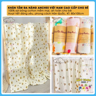 Khăn tắm xô đa năng Muslin 2 lớp Anchee Việt Nam chính hãng 80x100cm