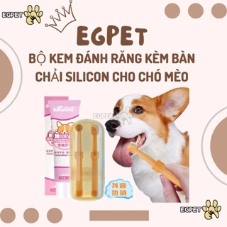 Bộ kem đánh răng cho chó mèo làm sạch răng niếu hơi thở thơm tho - 100gr