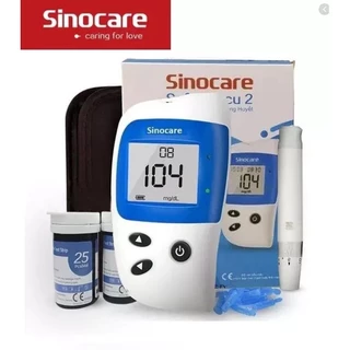 Máy Đo Đường Huyết Accu 2 SINOCARE + Tặng 10 Que Thử + 10 Kim Lấy Máu [Phiên Bản Nâng Cấp]