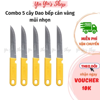 [COMBO 5 CÂY] Dao Kinwi Stainless Steel Kitchen Knife Cán Vàng Mũi Nhọn/Mũi Bầu