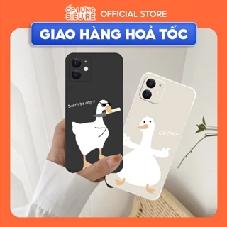 Ốp lưng cạnh vuông Iphone 6G/XR/11/12 Pro/13/14+/14 Pro/....viền bảo vệ camera hình Vịt cặp