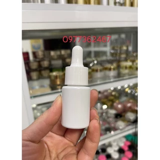 chai lọ mỹ phẩm, chai thủy tinh đựng serum CHAI ZNV 10ml sơn trắng lì vai ngang đầu bóp + hãm