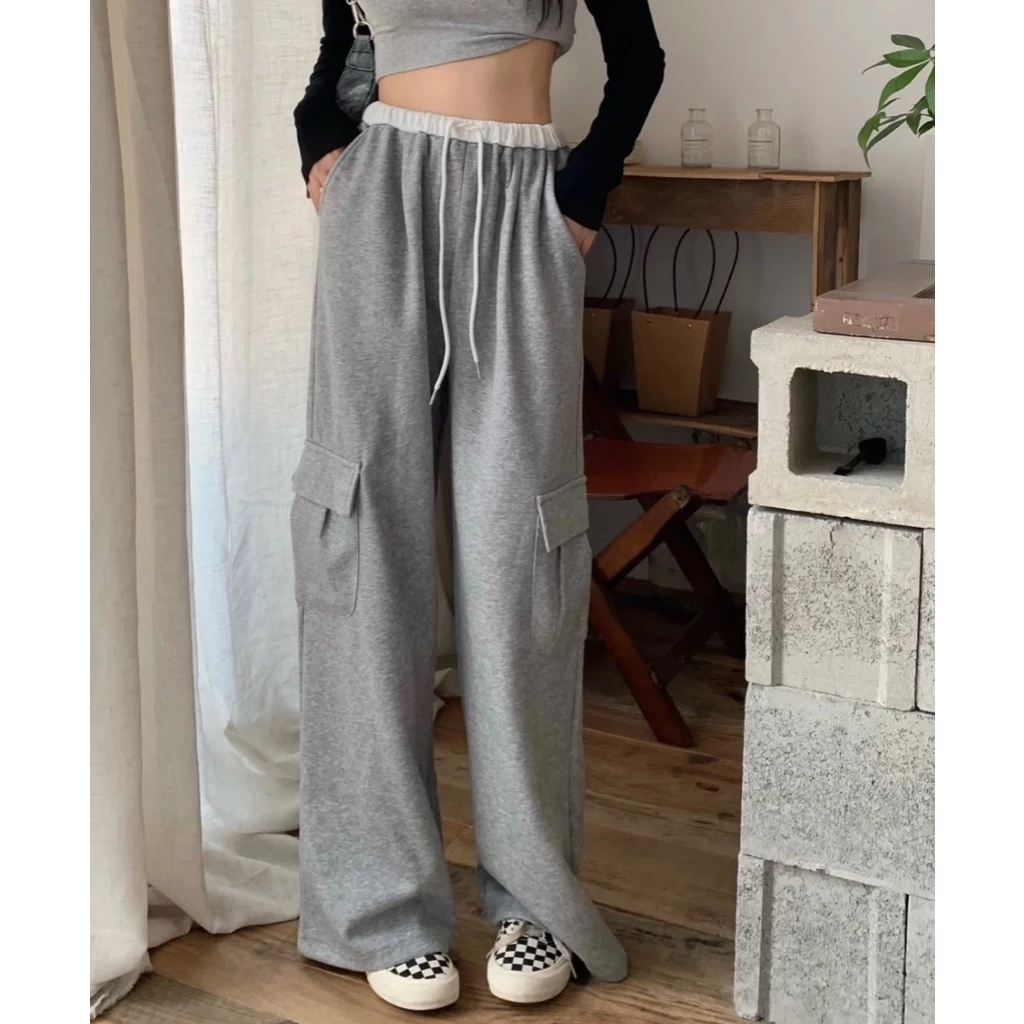 Quần thun túi hộp ống suông box pants phong cách đường phố unisex SIB134