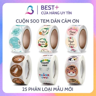 [CHỮ VÀ THÚ] Cuộn 500 Tem Cảm Ơn Set Nhãn Dán Sticker Thank You Dùng Để Trang Trí Quà Tặng Gói Hàng